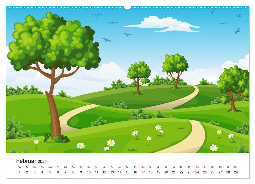 Gezeichnete Landschaften (CALVENDO Premium Wandkalender 2024)