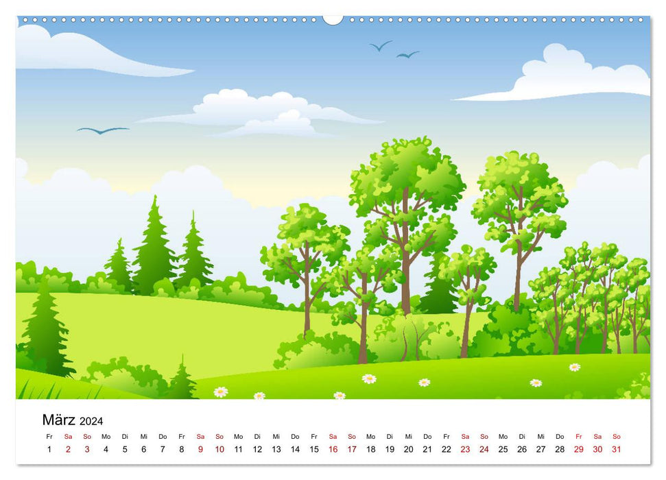 Gezeichnete Landschaften (CALVENDO Premium Wandkalender 2024)