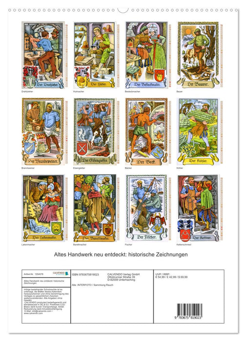 Altes Handwerk neu entdeckt: historische Zeichnungen (CALVENDO Wandkalender 2024)