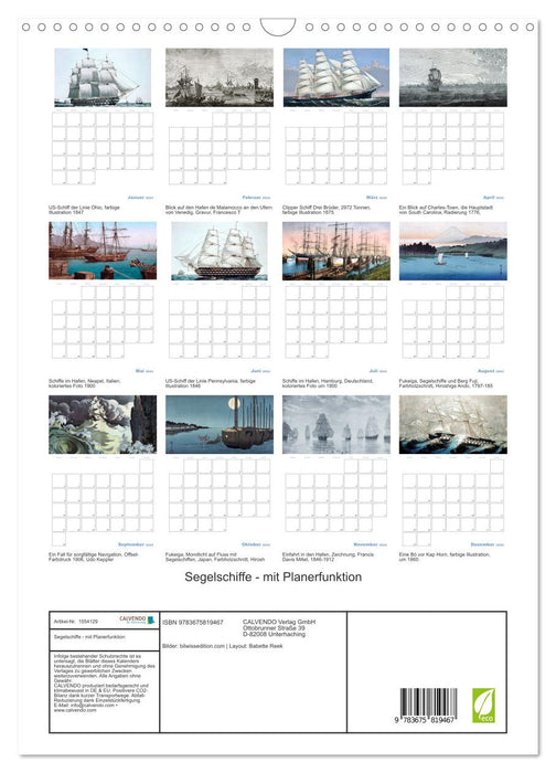Segelschiffe - mit Planerfunktion (CALVENDO Wandkalender 2024)