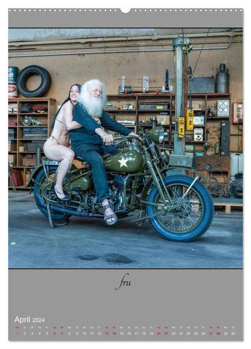 Vieilles motos et pin-up (calendrier mural CALVENDO 2024) 