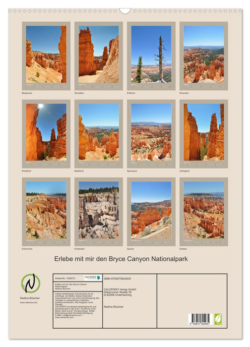 Découvrez le parc national de Bryce Canyon avec moi (calendrier mural CALVENDO 2024) 