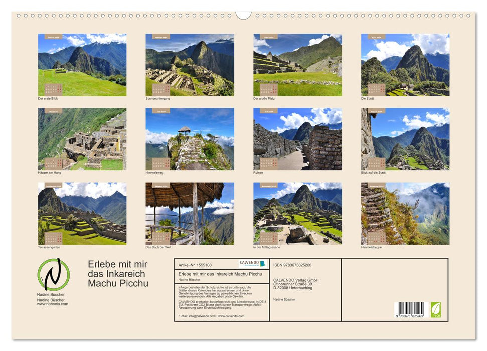 Découvrez l'Empire Inca du Machu Picchu avec moi (calendrier mural CALVENDO 2024) 