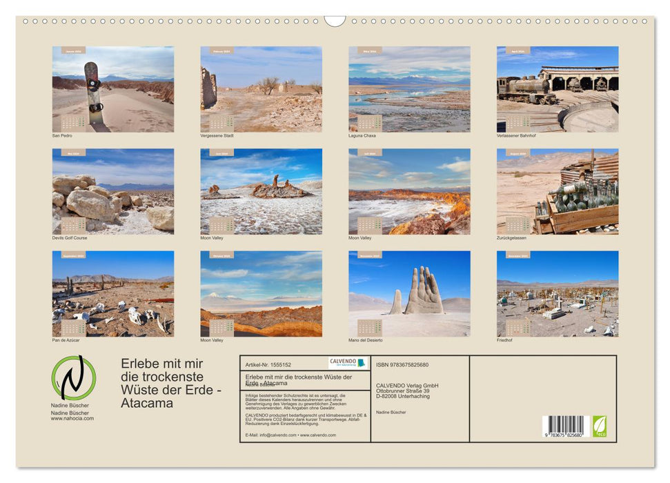 Erlebe mit mir die trockenste Wüste der Erde Atacama (CALVENDO Wandkalender 2024)