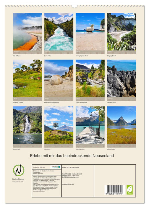 Découvrez l'impressionnante Nouvelle-Zélande avec moi (Calvendo Premium Wall Calendar 2024) 