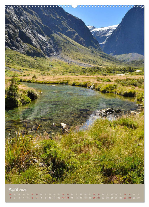 Découvrez l'île du Sud de la Nouvelle-Zélande avec moi (Calendrier mural CALVENDO Premium 2024) 