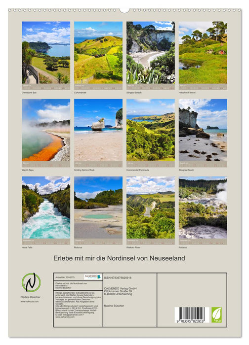 Découvrez l'île du Nord de la Nouvelle-Zélande avec moi (Calendrier mural CALVENDO Premium 2024) 