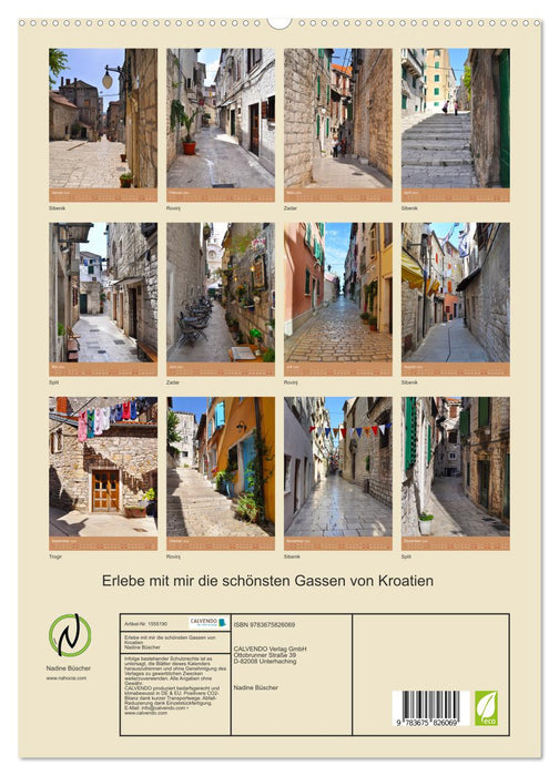 Découvrez avec moi les plus belles rues de Croatie (Calendrier mural CALVENDO Premium 2024) 