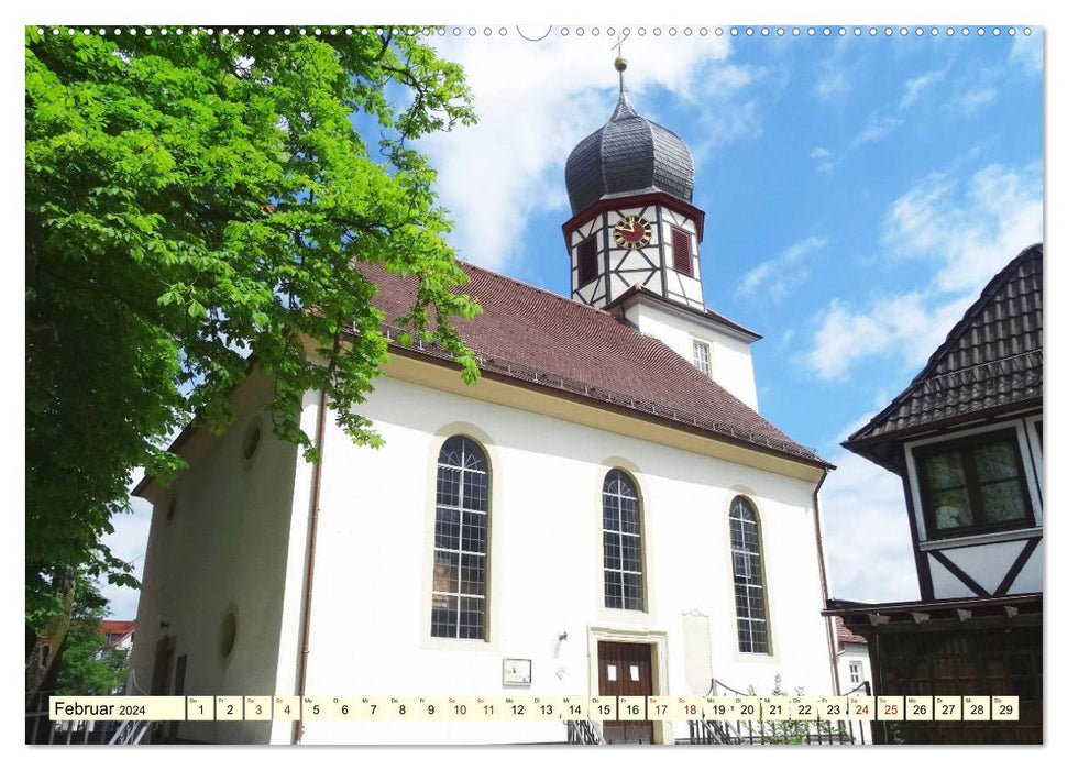 Églises à colombages du Bade-Wurtemberg (Calendrier mural CALVENDO Premium 2024) 