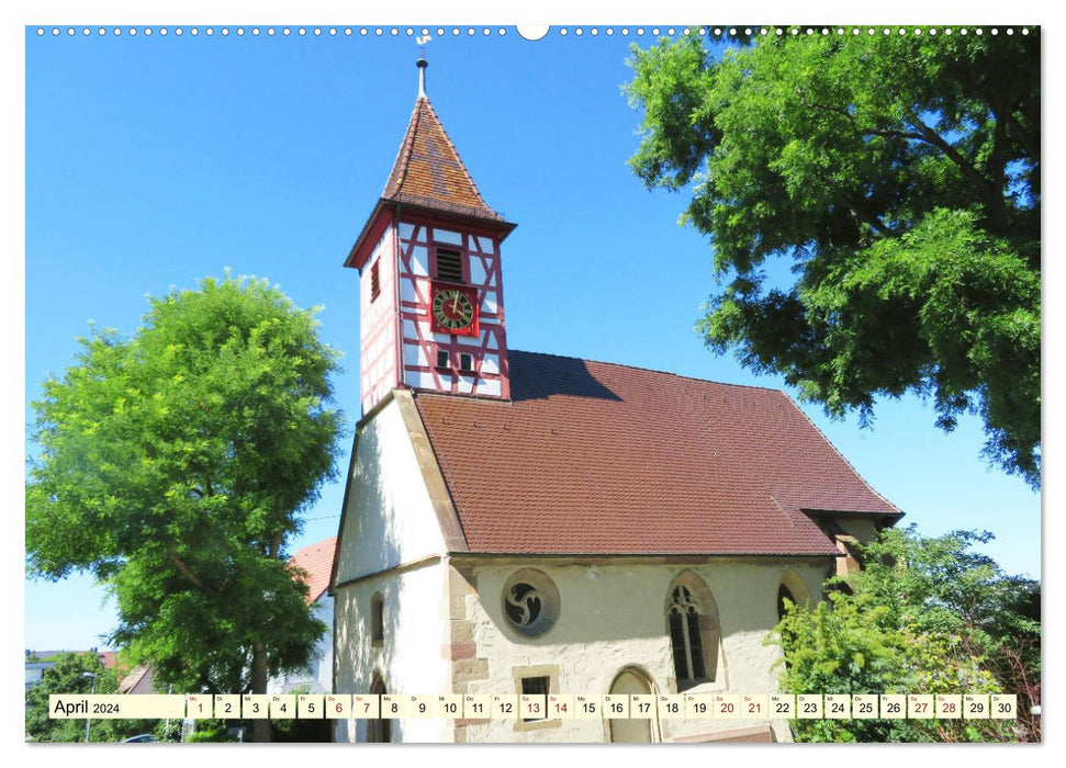 Églises à colombages du Bade-Wurtemberg (Calendrier mural CALVENDO Premium 2024) 