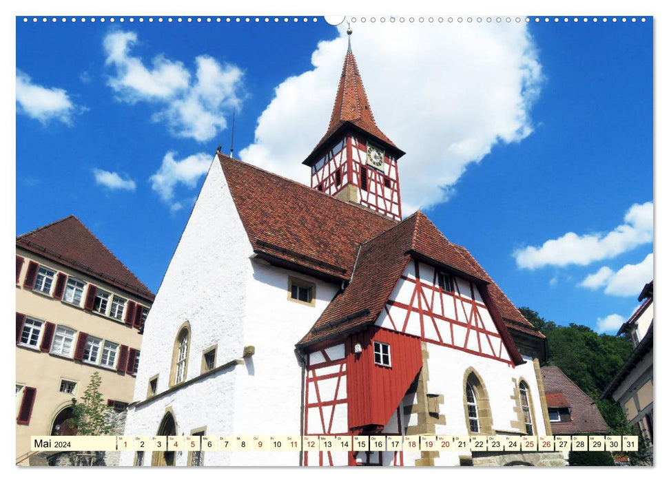 Églises à colombages du Bade-Wurtemberg (Calendrier mural CALVENDO Premium 2024) 