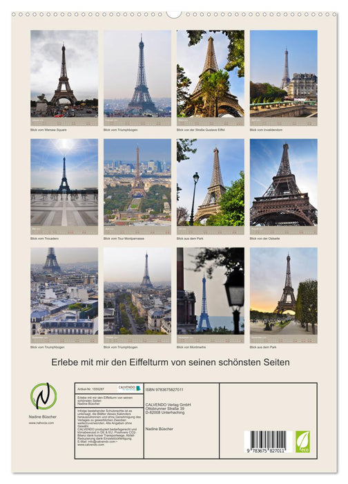 Découvrez avec moi la Tour Eiffel sous ses plus beaux côtés (Calendrier mural CALVENDO Premium 2024) 