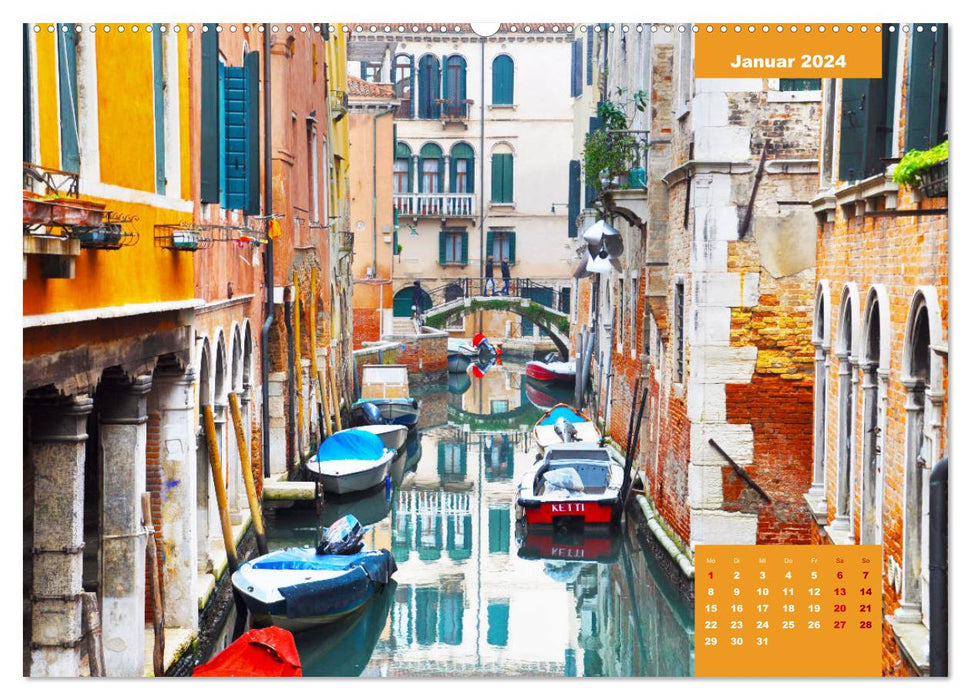 Découvrez la ville lagunaire de Venise avec moi (Calendrier mural CALVENDO Premium 2024) 