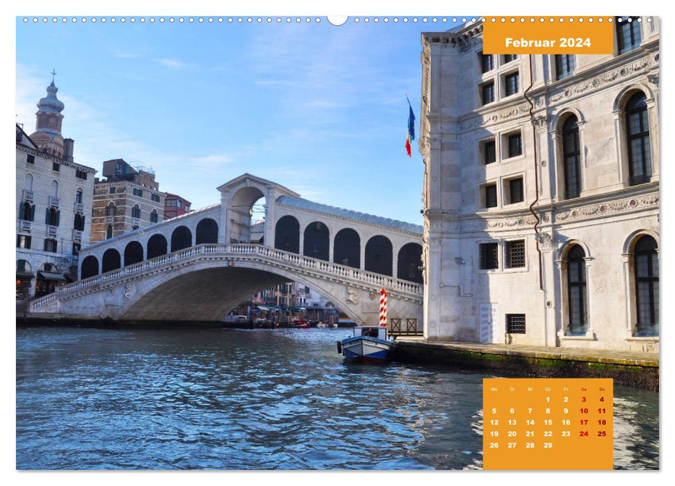 Découvrez la ville lagunaire de Venise avec moi (Calendrier mural CALVENDO Premium 2024) 