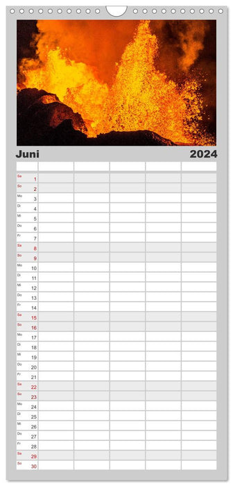 Vulkanausbruch - Island (CALVENDO Familienplaner 2024)