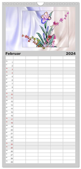 Irisblüten Zeichnungen (CALVENDO Familienplaner 2024)