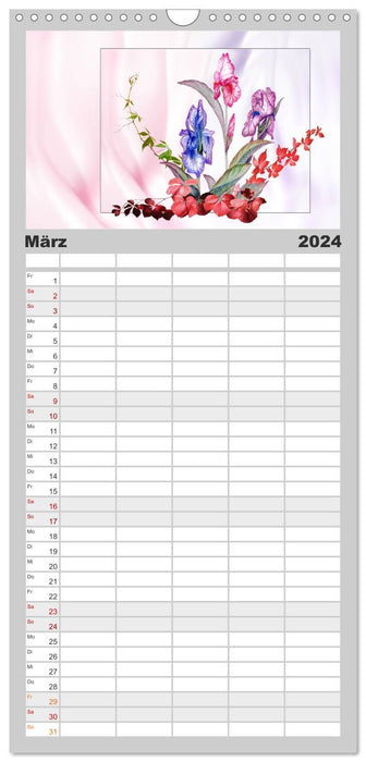 Irisblüten Zeichnungen (CALVENDO Familienplaner 2024)