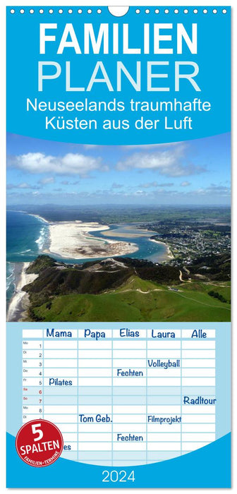 Neuseelands traumhafte Küsten aus der Luft (CALVENDO Familienplaner 2024)