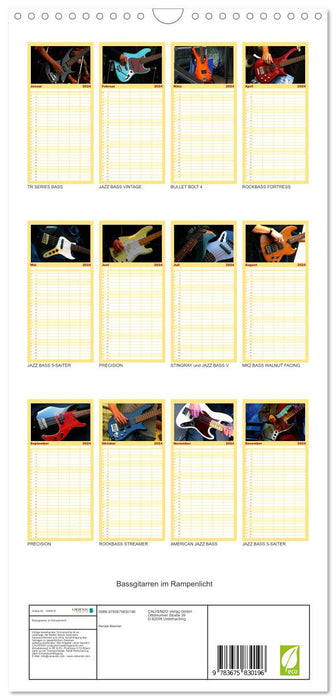 Bassgitarren im Rampenlicht (CALVENDO Familienplaner 2024)
