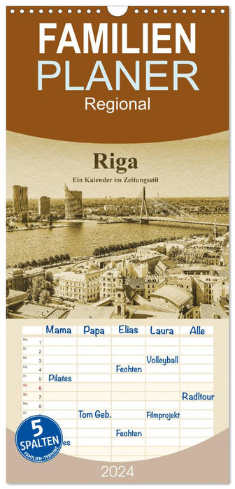 Riga – Ein Kalender im Zeitungsstil (CALVENDO Familienplaner 2024)