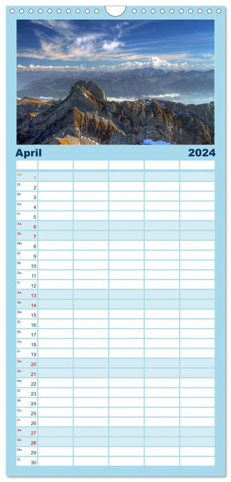Schweizer Berggipfel (CALVENDO Familienplaner 2024)