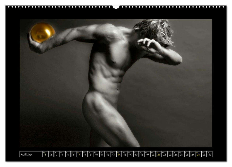 Golden Ball - Männerakte im Querformat (CALVENDO Premium Wandkalender 2024)