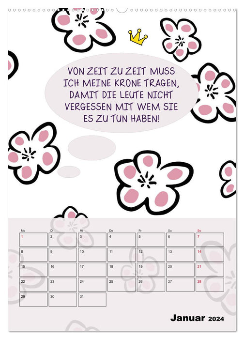 Reine de tout ! Calendrier typographique pour femmes fortes (CALVENDO Premium Wall Calendar 2024) 