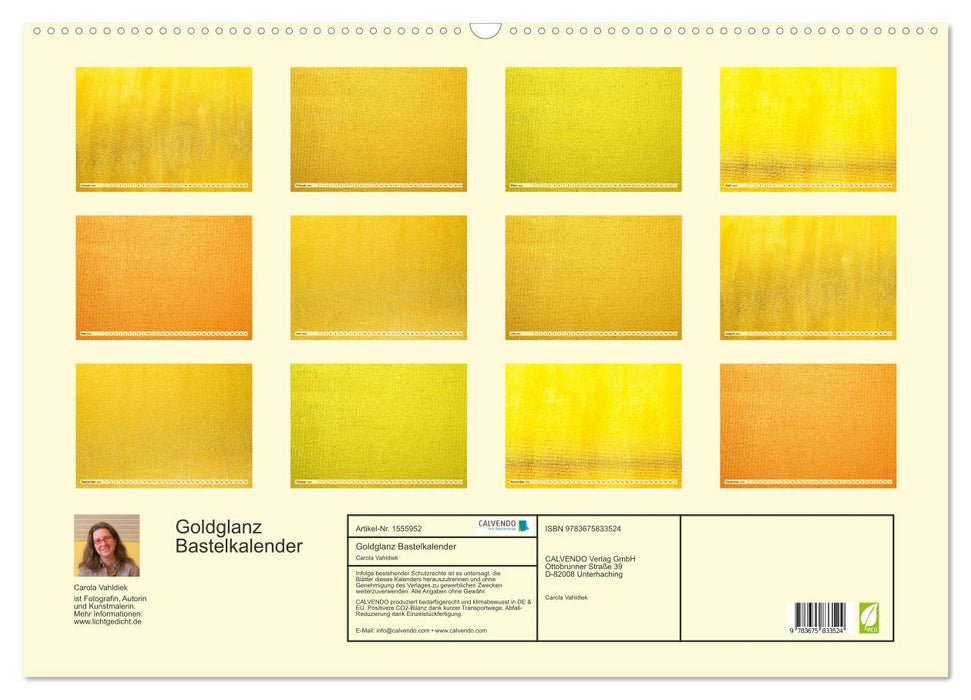 Calendrier artisanal brillant doré (calendrier mural CALVENDO 2024) 
