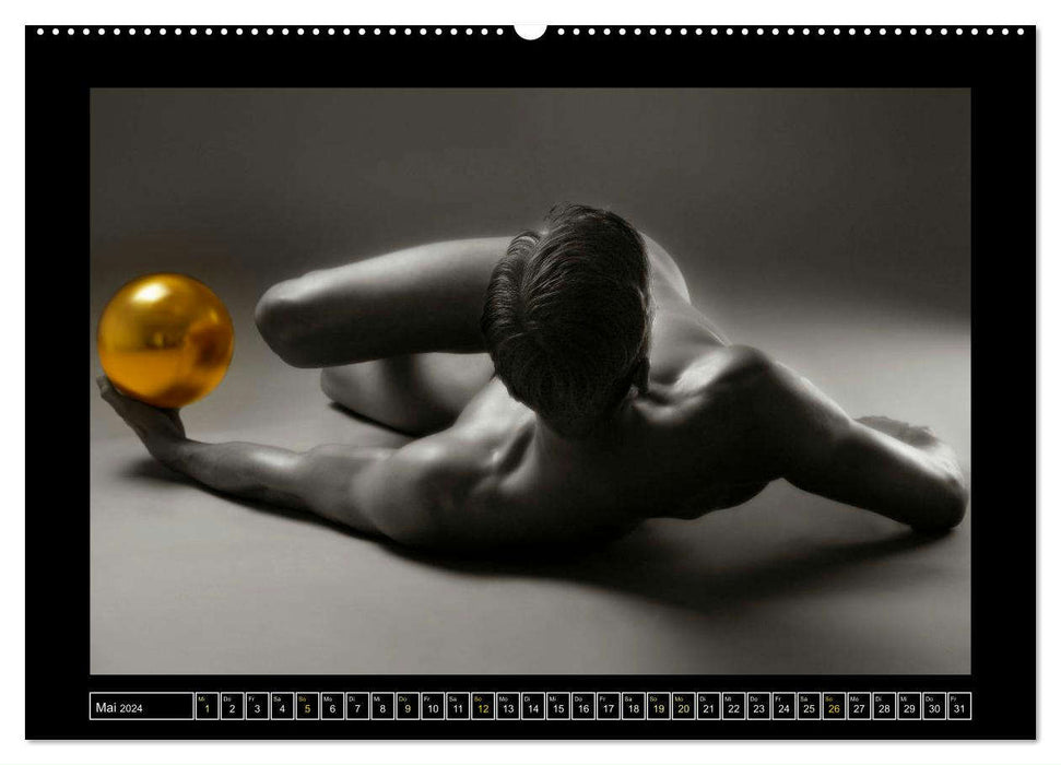 Golden Ball - Männerakte im Querformat (CALVENDO Wandkalender 2024)