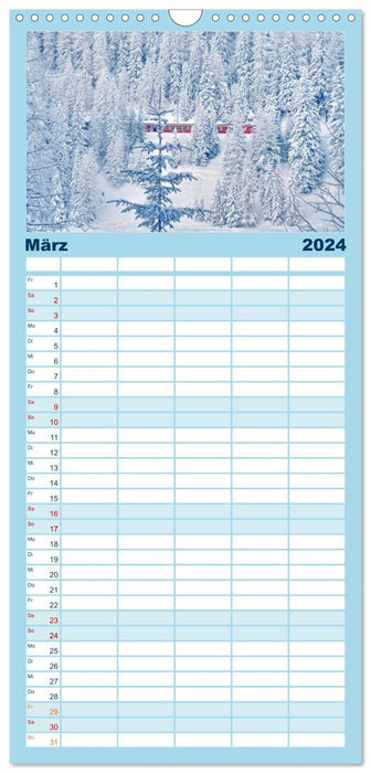 Blau und weiss... wie Schnee und Eis (CALVENDO Familienplaner 2024)