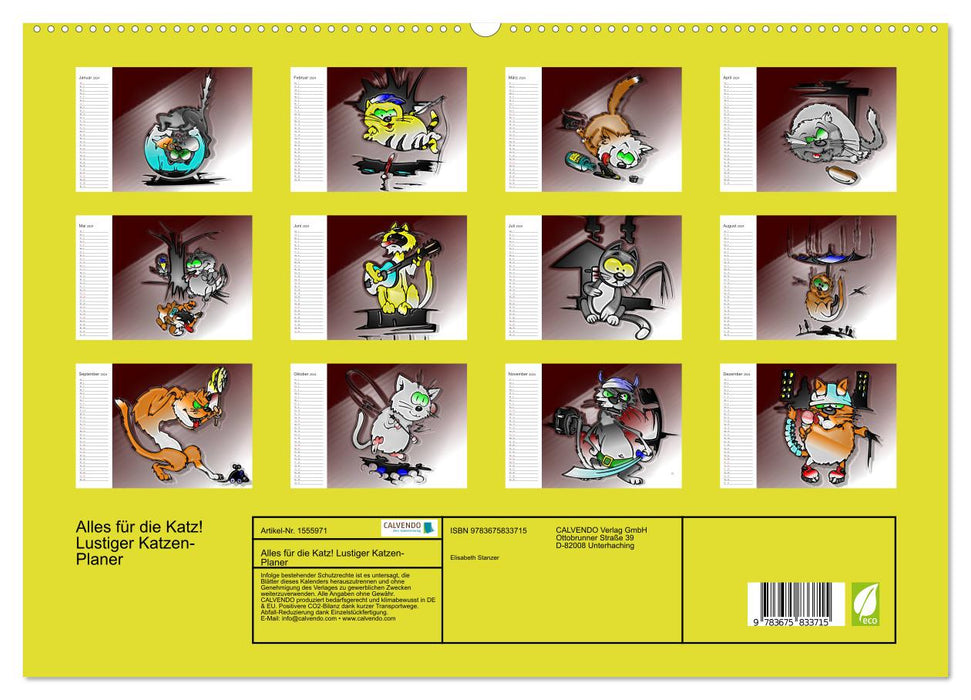 Alles für die Katz! Lustiger Katzen-Planer (CALVENDO Premium Wandkalender 2024)