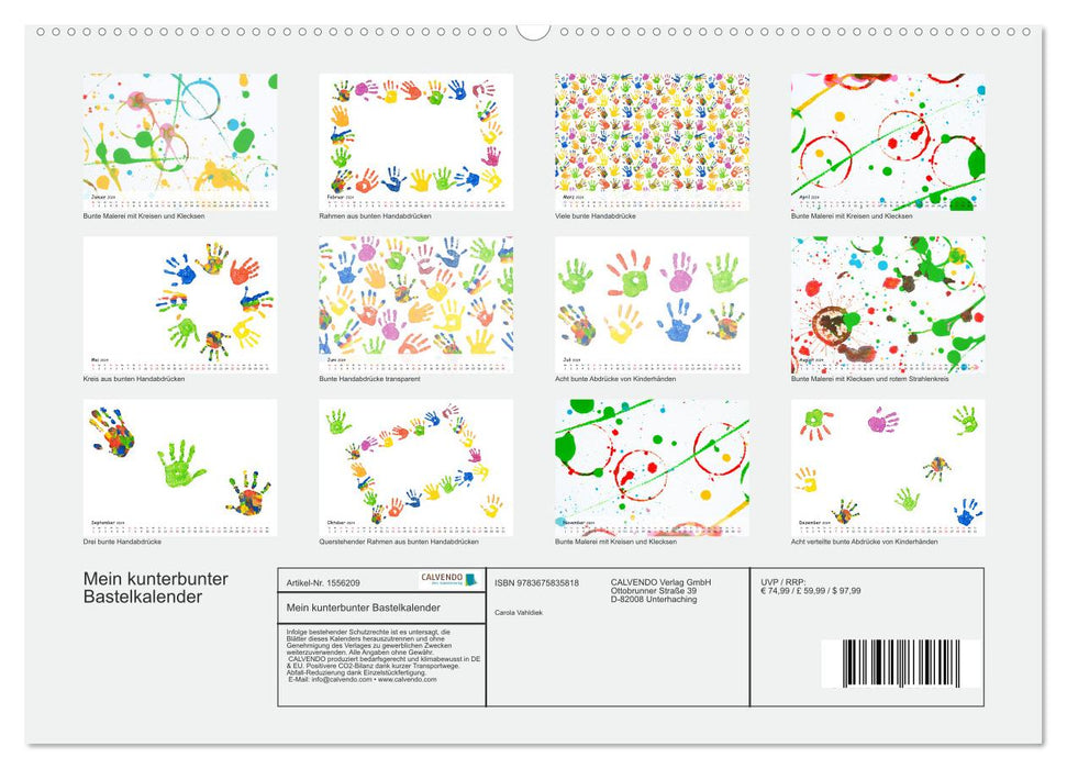 Mein kunterbunter Bastelkalender (CALVENDO Premium Wandkalender 2024)