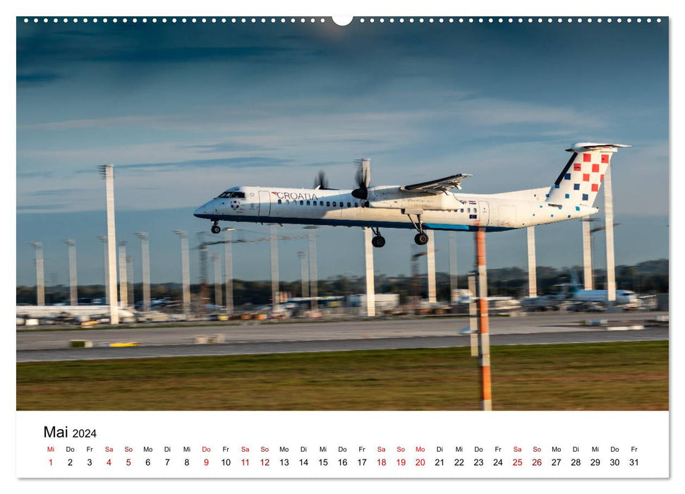 Planespotting am Flughafen München (CALVENDO Premium Wandkalender 2024)