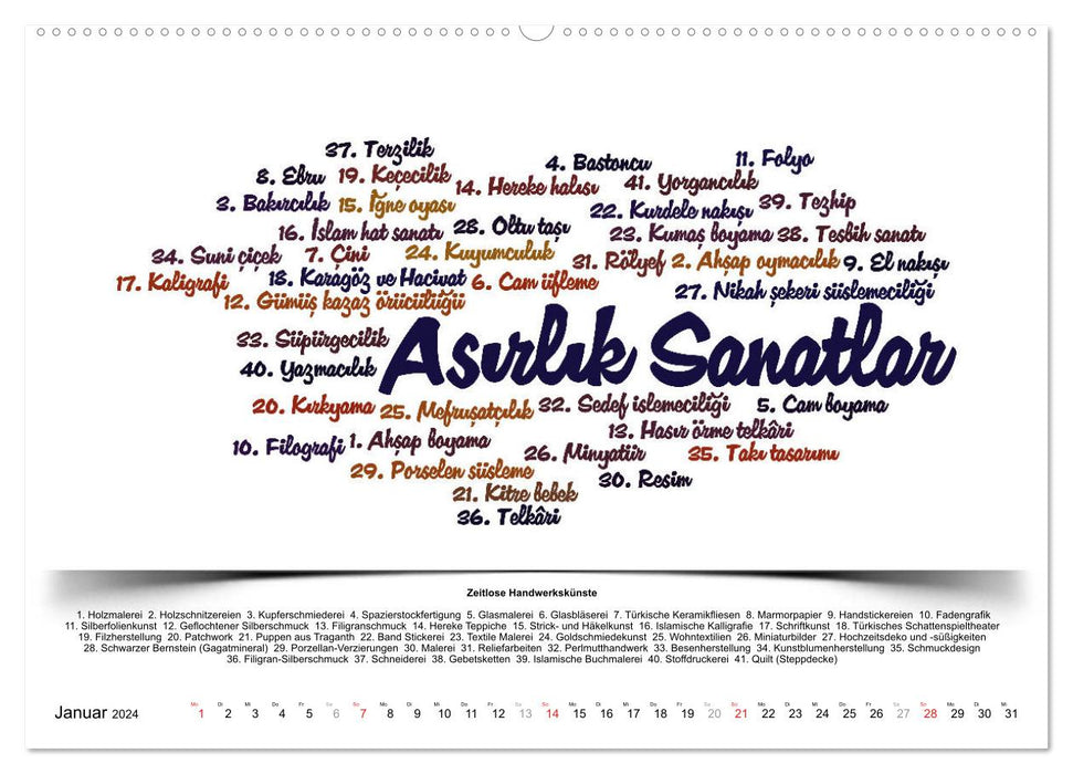 Kultur-Sprachkalender Türkisch-Deutsch (CALVENDO Premium Wandkalender 2024)