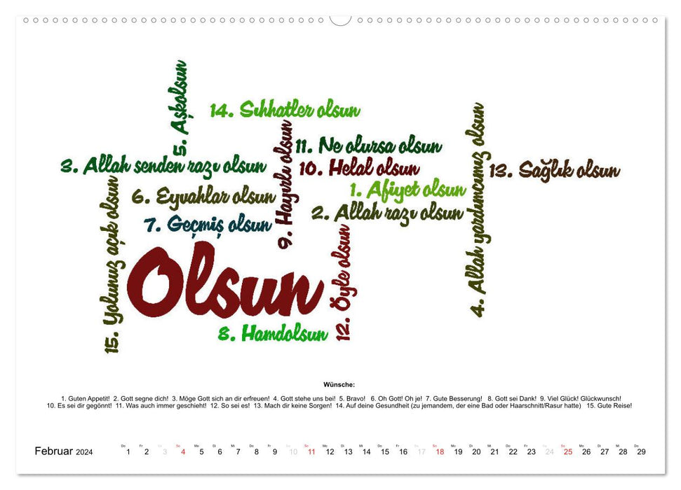 Smalltalk Sprachkalender Türkisch-Deutsch (CALVENDO Premium Wandkalender 2024)