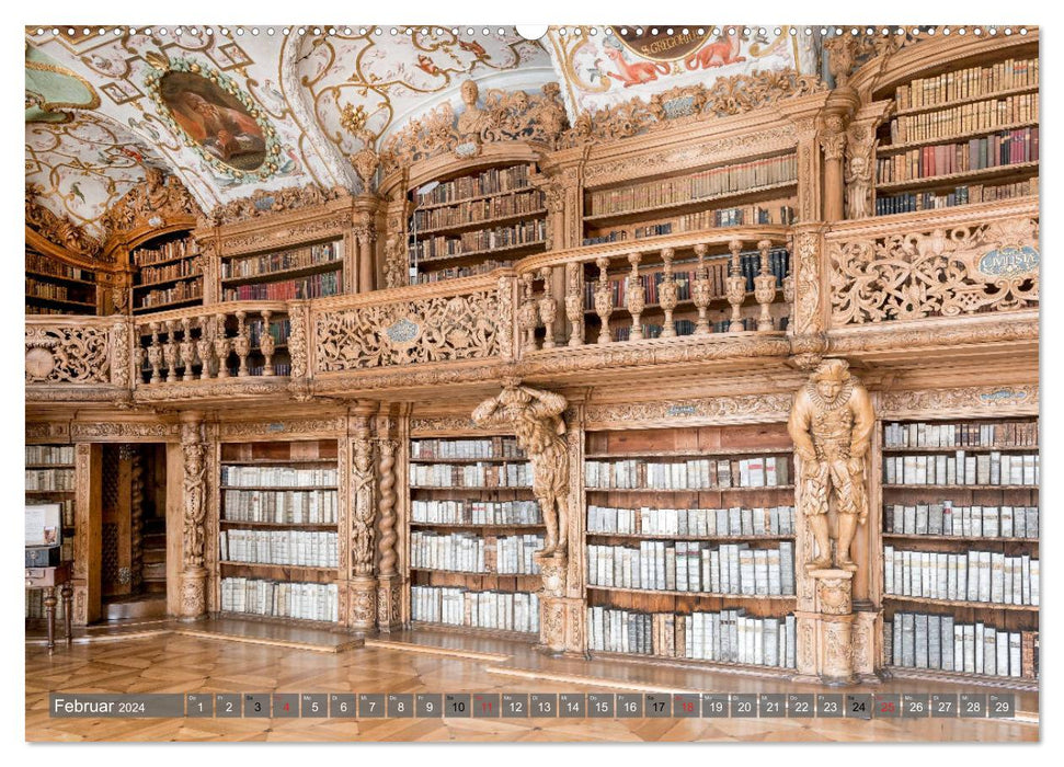 Bibliothèque de l'abbaye de Waldsassen (calendrier mural CALVENDO Premium 2024) 