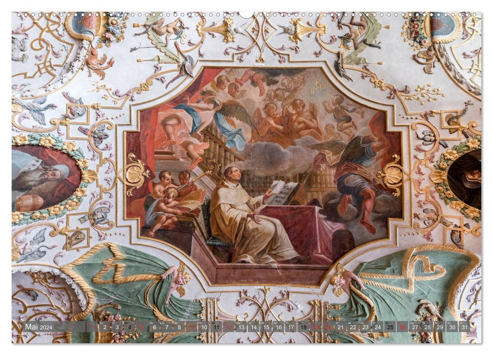 Bibliothèque de l'abbaye de Waldsassen (calendrier mural CALVENDO Premium 2024) 