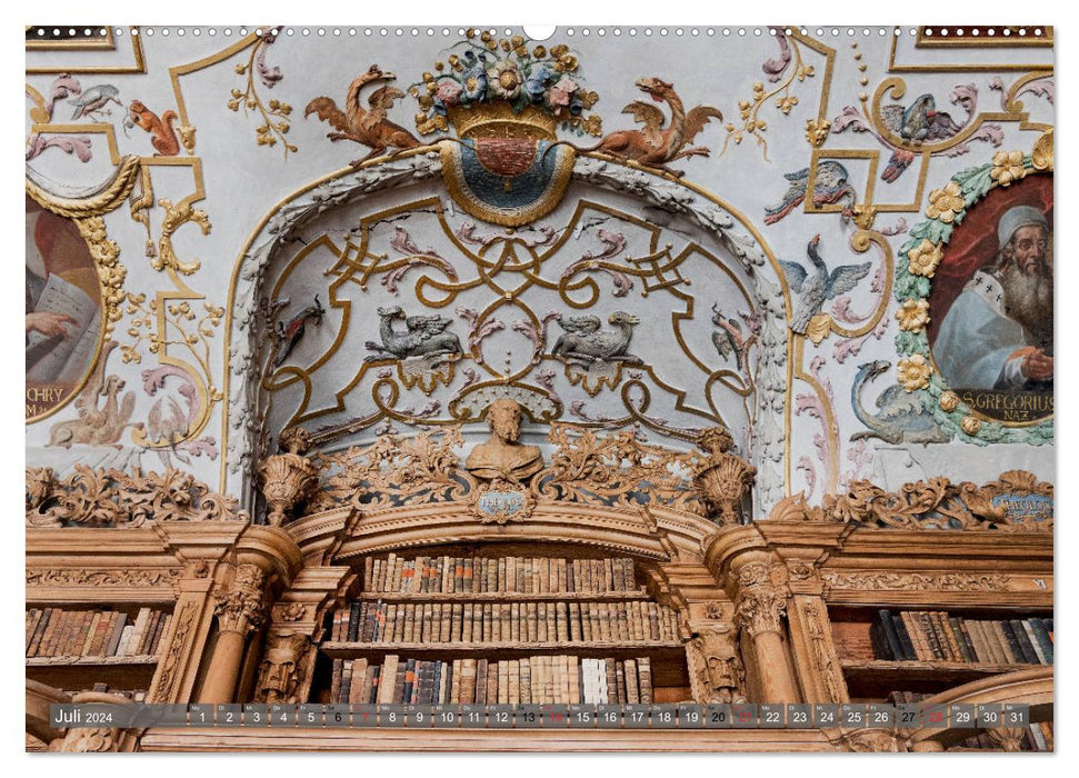 Bibliothèque de l'abbaye de Waldsassen (calendrier mural CALVENDO Premium 2024) 