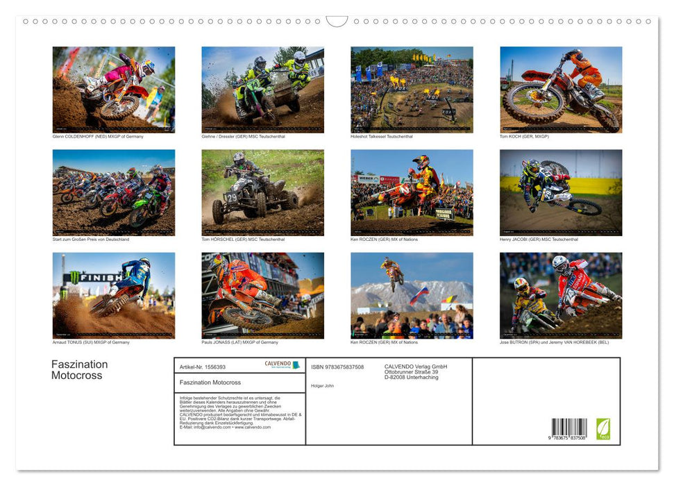 Points forts du motocross (calendrier mural CALVENDO 2024) 