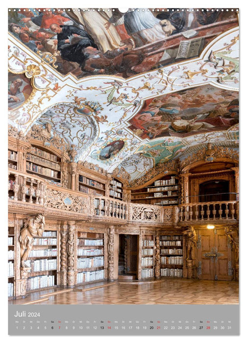 Bibliothèque de l'abbaye de Waldsassen (calendrier mural CALVENDO Premium 2024) 