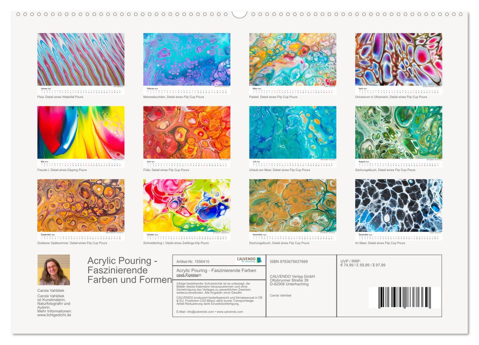 Acrylique Pouring - Couleurs et formes fascinantes (Calendrier mural CALVENDO Premium 2024) 