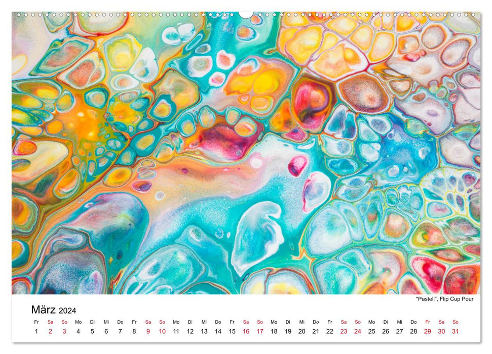 Acrylic Pouring - Faszinierende Farben und Formen (CALVENDO Wandkalender 2024)