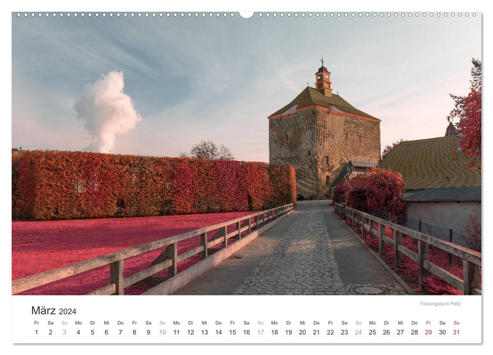 Cottbus und seine Umgebung in Infrarot (CALVENDO Premium Wandkalender 2024)