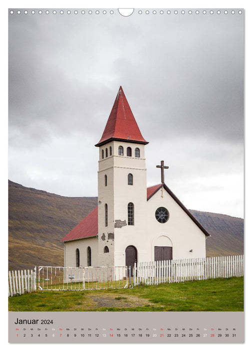 Kleine Landkirchen auf Island (CALVENDO Wandkalender 2024)