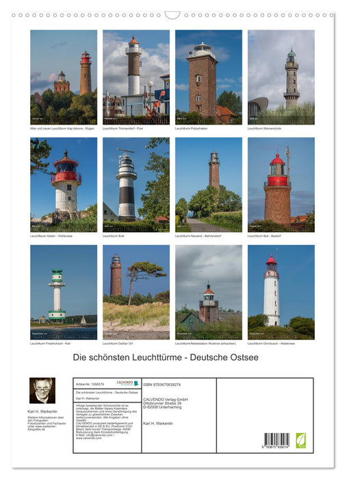 Les plus beaux phares - Mer Baltique allemande (calendrier mural CALVENDO 2024) 