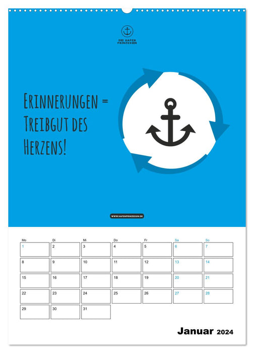 hafenprinzessin: Ankerträume & Meer - Der moderne Zitate-Wandkalender für maritime Lebensmomente! (CALVENDO Wandkalender 2024)
