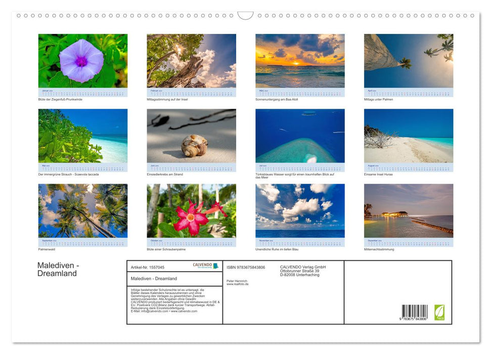 Malediven - Dreamland (CALVENDO Wandkalender 2024)