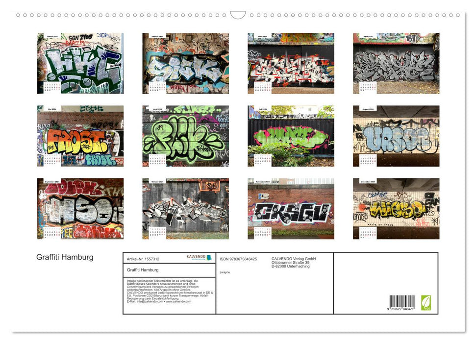 Hamburg Graffiti (CALVENDO Wandkalender 2024)