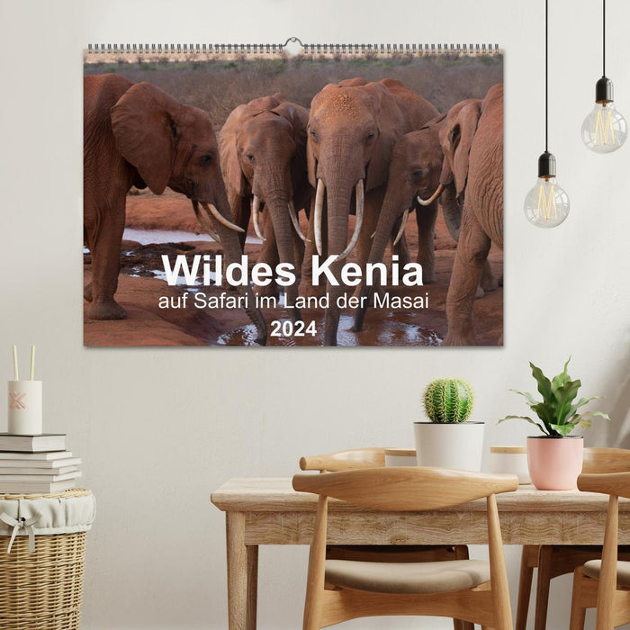 Wildes Kenia - auf Safari im Land der Massai (CALVENDO Wandkalender 2024)