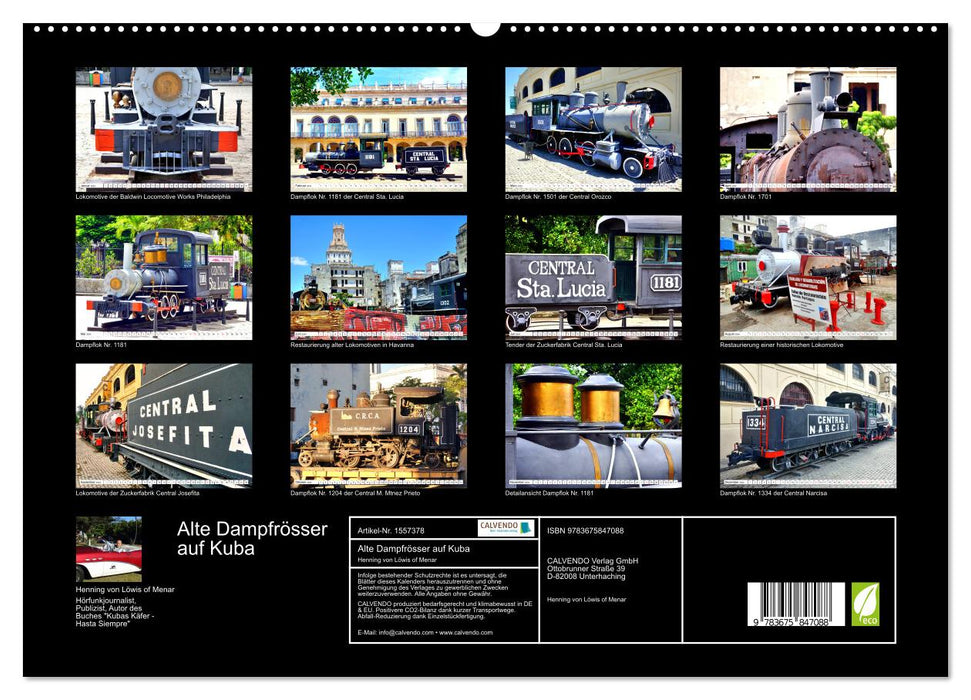 Alte Dampfrösser - Eisenbahn-Nostalgie auf Kuba (CALVENDO Premium Wandkalender 2024)